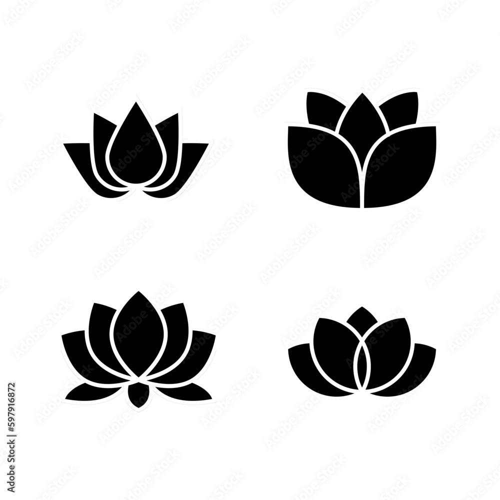 Naklejka premium Lotus icon vector illustration logo template for many purpose. Isolated on white background.