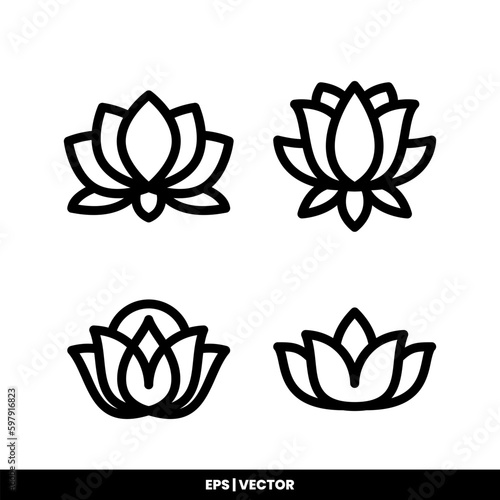 Lotus icon vector illustration logo template for many purpose. Isolated on white background.