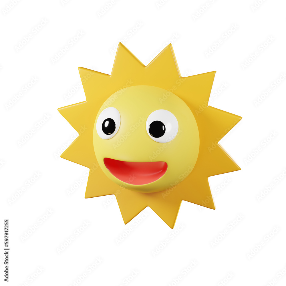 3D Cartoon Sun Face.