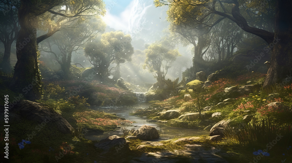morning in the woods.GENERATIVE AI morning in the woods.GENERATIVE AI
