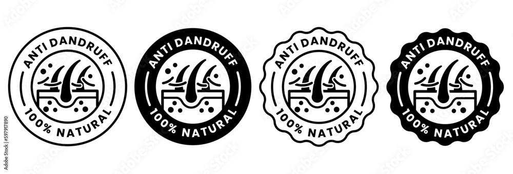 100% natural, anti dandruff logo icon for shampoo or hair oil design.