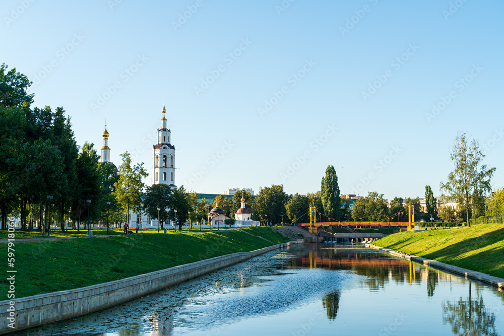 Oryol, Russia. Cathedral of the Epiphany. Park Oryol fortress. Orlik river
