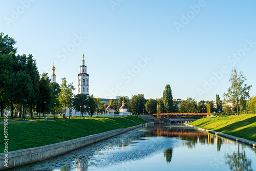 Oryol, Russia. Cathedral of the Epiphany. Park Oryol fortress. Orlik river