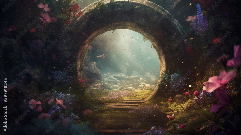 background with space portal. Generative Ai background with space portal. Generative Ai