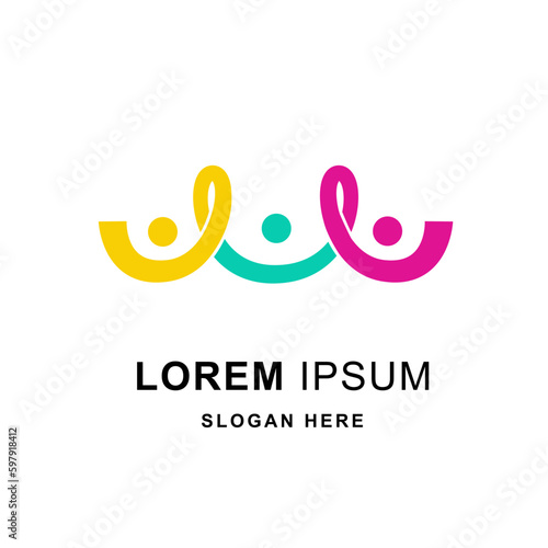 abstract logo unity in diversity and togetherness of social people. Social team logo icon. Social diversity, team work