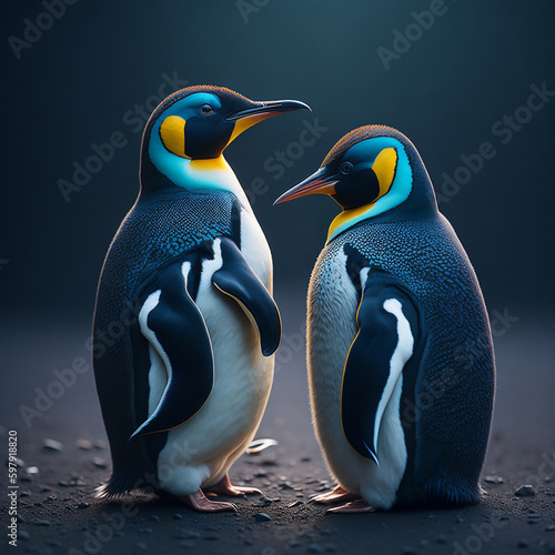 two penguins on a beach