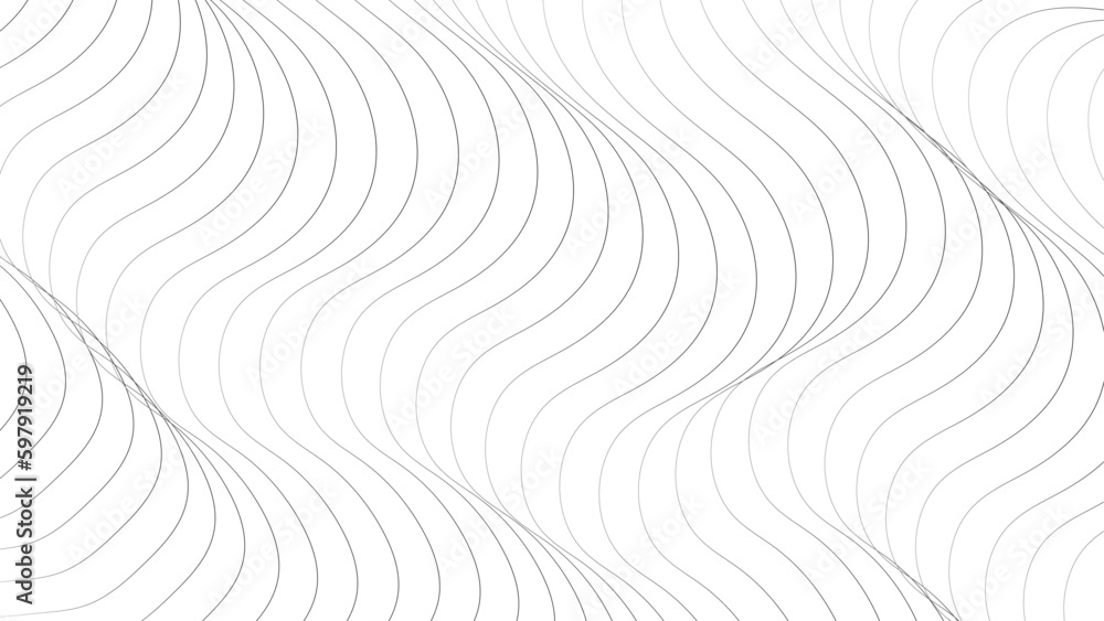 Abstract black wave thin curved lines pattern on white background and texture.  Modern stylish. Design linear texture for print, vector illustration. Abstract seamless pattern with lines background.