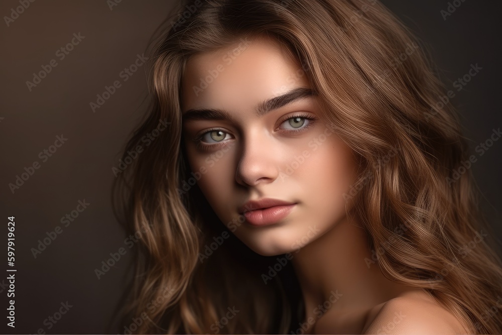 Gorgeous natural beauty. Young woman posing in the studio. Generative AI Gorgeous natural beauty. Young woman posing in the studio. Generative AI