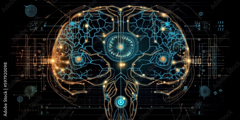 AI brain, Created by AI generation, AI generative, Created with generative AI tools
