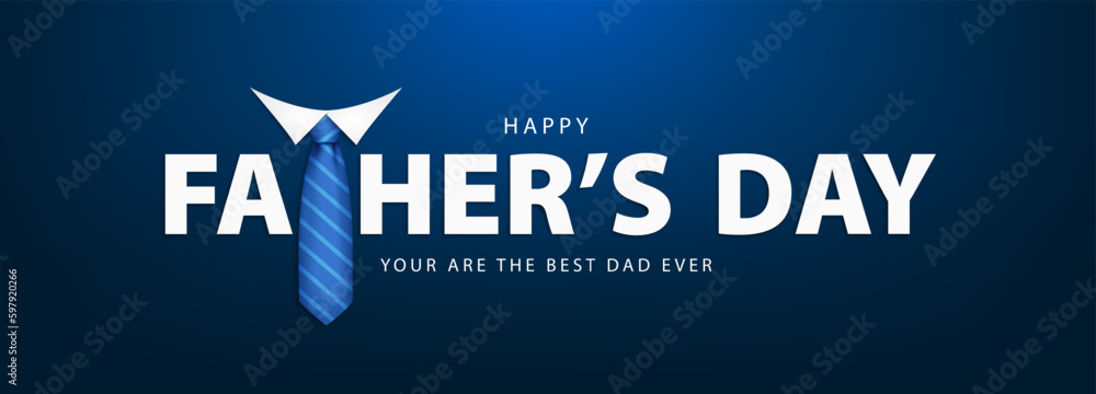 Happy Father's Day greeting card, banner or poster design. Father's day lettering with necktie. Vector illustration - obrazy, fototapety, plakaty 