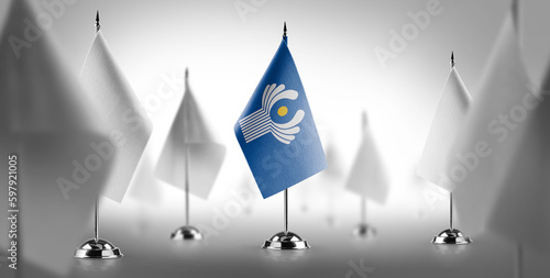 Photos The national flag of the CIS surrounded by white flags