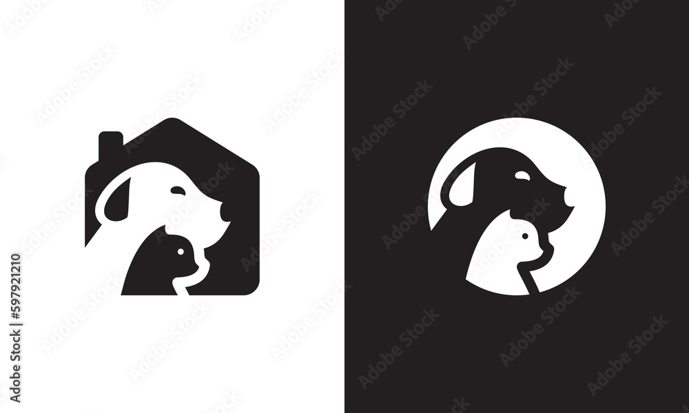 Fototapeta premium dog home logo design. pet care concept symbol vector illustration.