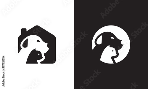 dog home logo design. pet care concept symbol vector illustration.