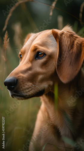 A labrador mix dog portrait in the tall grass © Jill