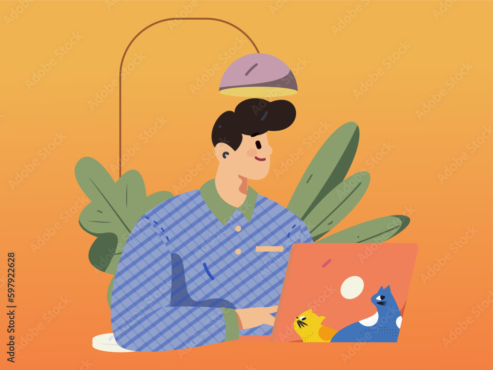 Home interior character scene flat vector concept operation hand drawn illustration
Home interior character scene flat vector concept operation hand drawn illustration