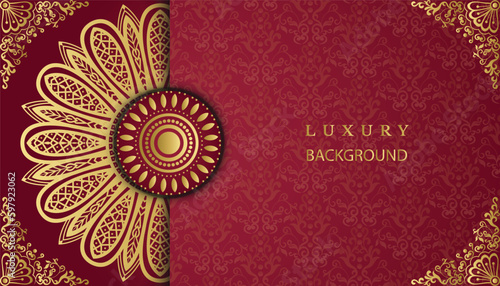 Mandala style decorative ornamental background. Beautiful floral mandala greeting card. mandala design background. Decorative golden floral ornamental frame design.