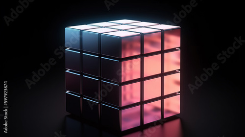 Colorful frosted glass cubes,created with Generative AI tecnology.