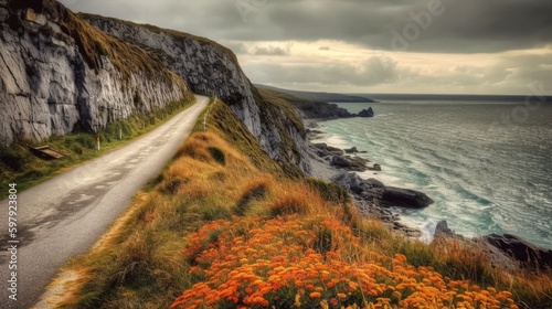 Road along the scenic coast...