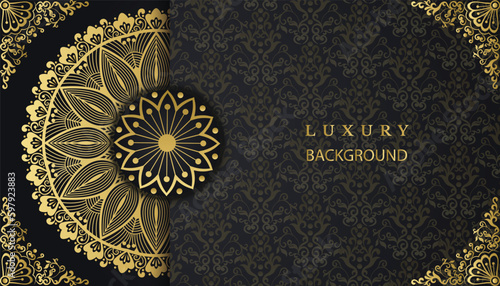 Mandala style decorative ornamental background. Beautiful floral mandala greeting card. mandala design background. Decorative golden floral ornamental frame design.