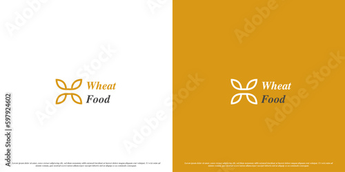 Wheat food minimalist logo design illustration. Simple elegant modern line art silhouette leaf wheat rice farm agribusiness nature. Fit for nature agriculture harvest grain company business icon.
