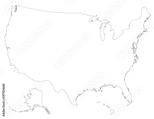 USA map  America map  United States of America map isolated on white color