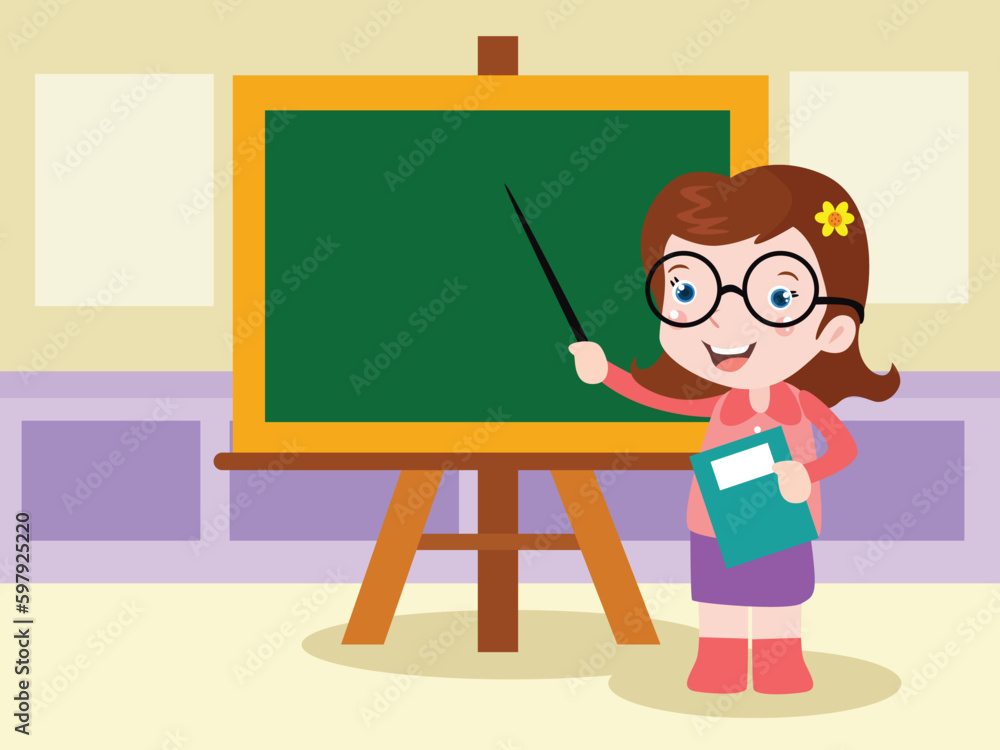 teacher in front of a blackboard in the classroom teacher in front of a blackboard in the classroom
