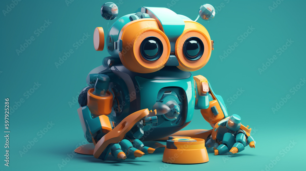 robot in abstract style in trending color palette with Generative AI robot in abstract style in trending color palette with Generative AI