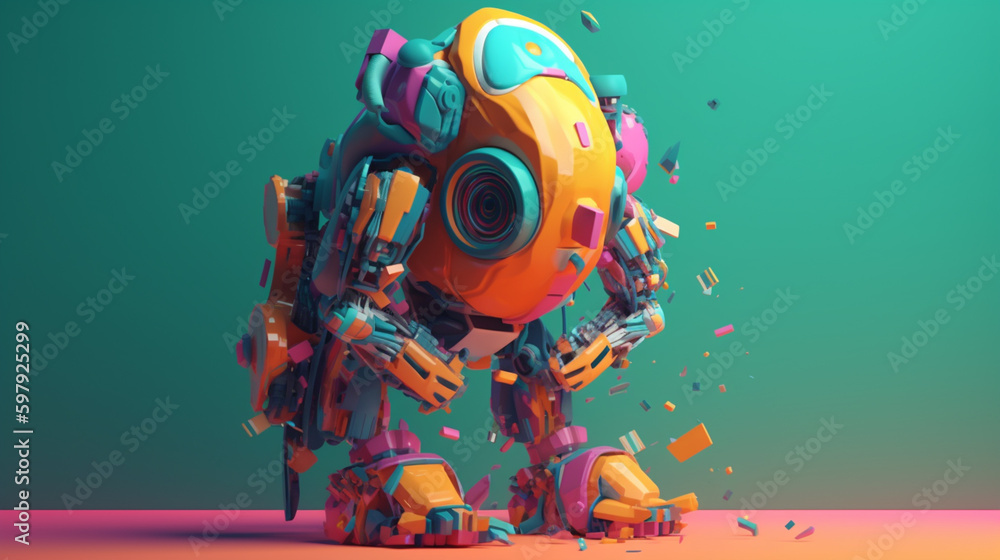 robot in abstract style in trending color palette with Generative AI