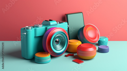digital camera in abstract style in trending color palette with Generative AI