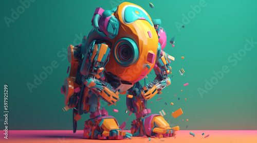 robot in abstract style in trending color palette with Generative AI