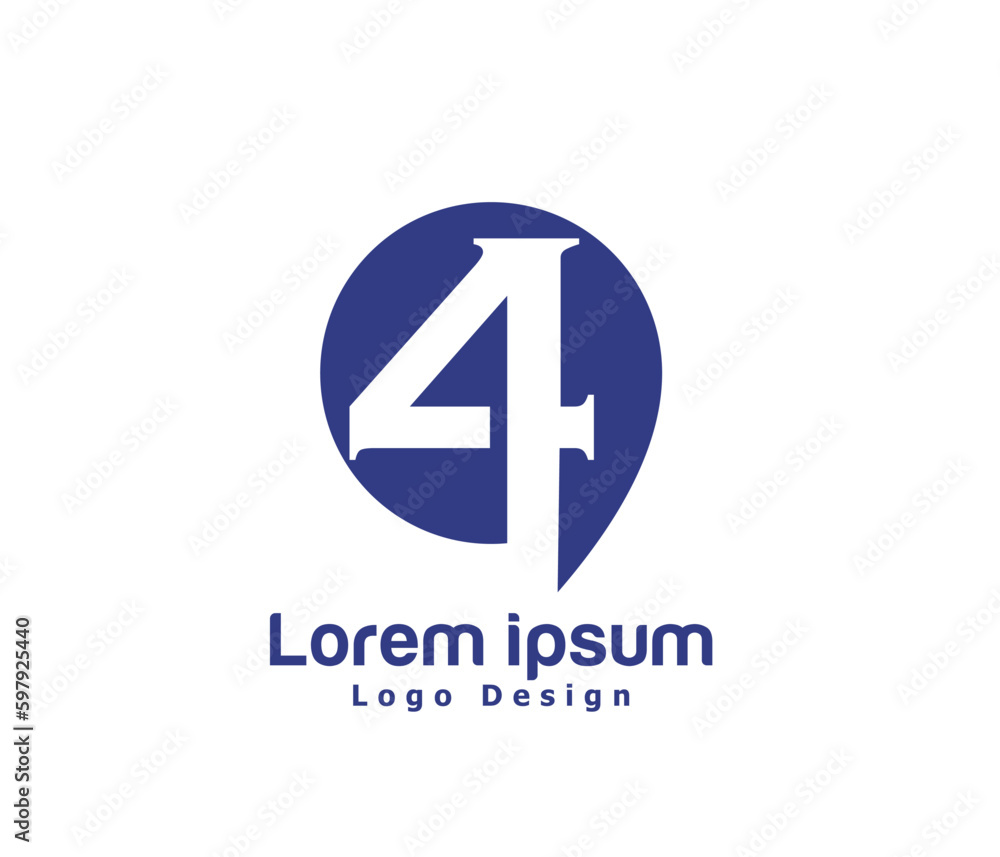 Number 4 four numeric arrows up right direction circle negative space logo Number 4 four numeric arrows up right direction circle negative space logo