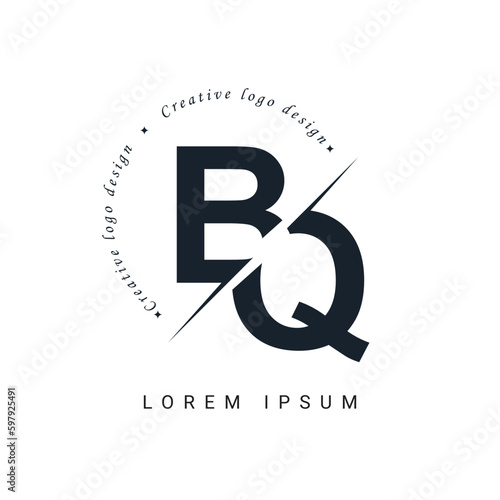 BQ Letter Logo Design with a Creative Cut. Creative logo design