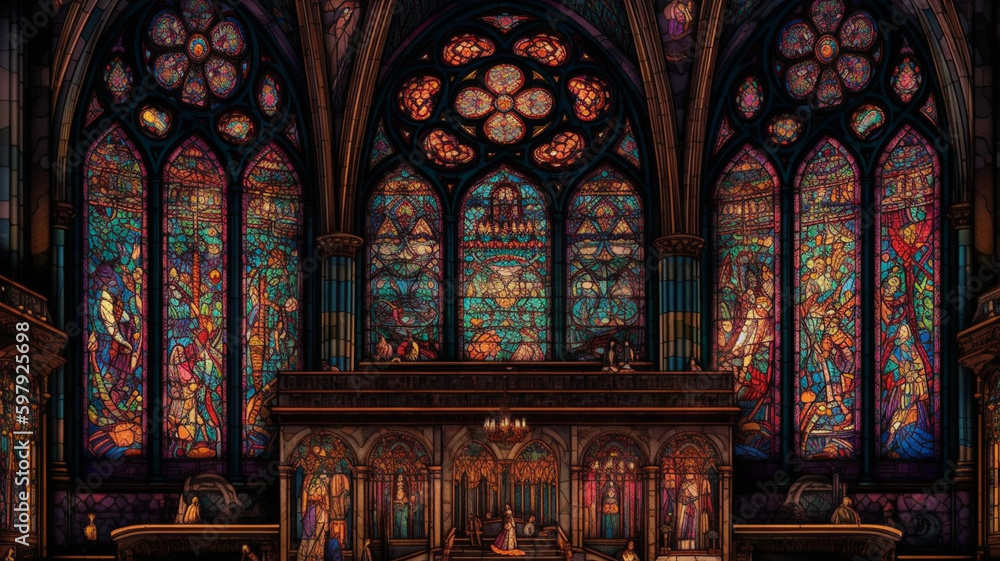 Gothic cathedral created with generative AI software Gothic cathedral created with generative AI software