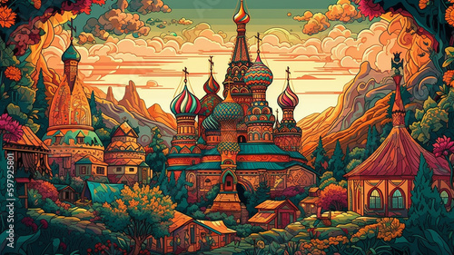 Russian village created with generative AI software