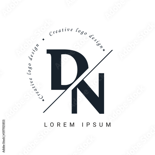 DN Letter Logo Design with a Creative Cut. Creative logo design photo