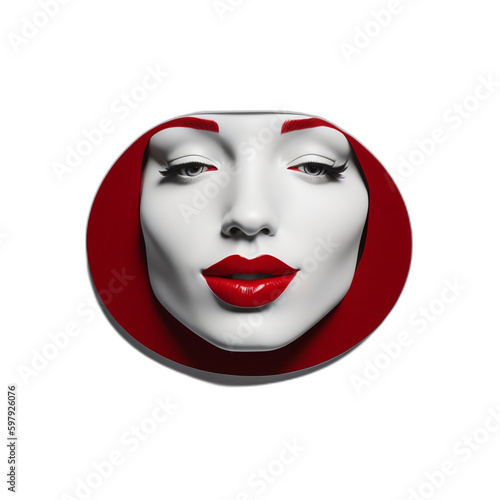 sticker of a woman with red lips  a Tee-Shirt Design  generated by AI