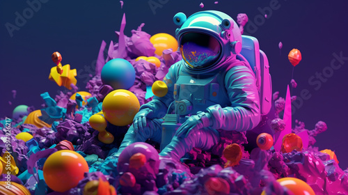 astronaut in trending color palette with Generative AI