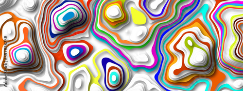 Colorful papercut background colorful dynamic wavy layers. Abstract colorful background with papercut style
