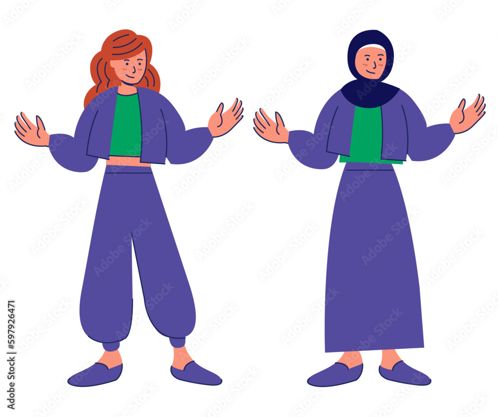 Diversity women wear and without hijab Diversity women wear and without hijab