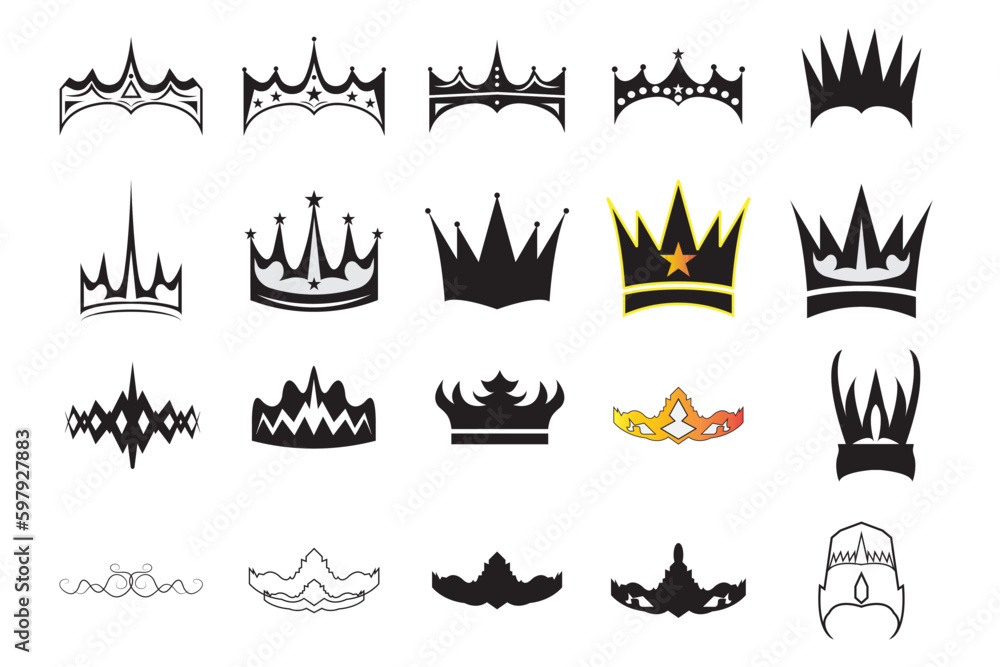  Crown icon design template vector