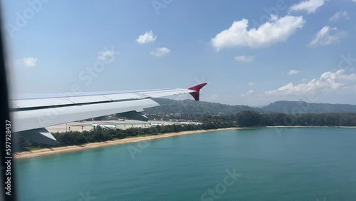 Wallpaper Mural View of Airplane Wing From Window While Arriving at Airport Torontodigital.ca
