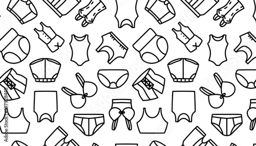 Vector pattern of underwear. Line style Icons.