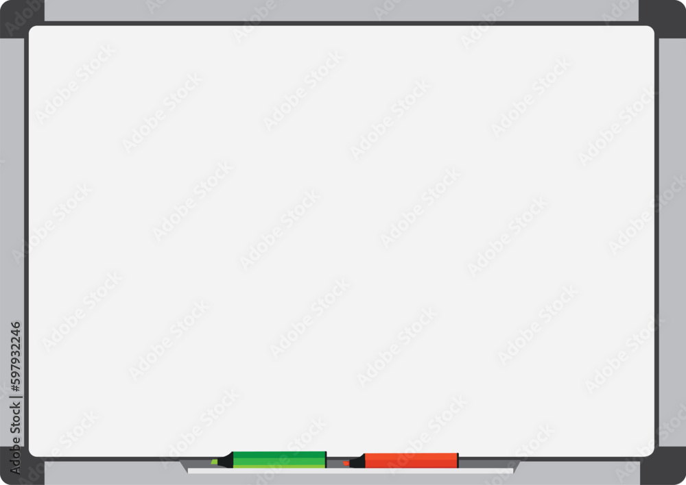 Realistic office Whiteboard. Empty whiteboard with marker pens Realistic office Whiteboard. Empty whiteboard with marker pens