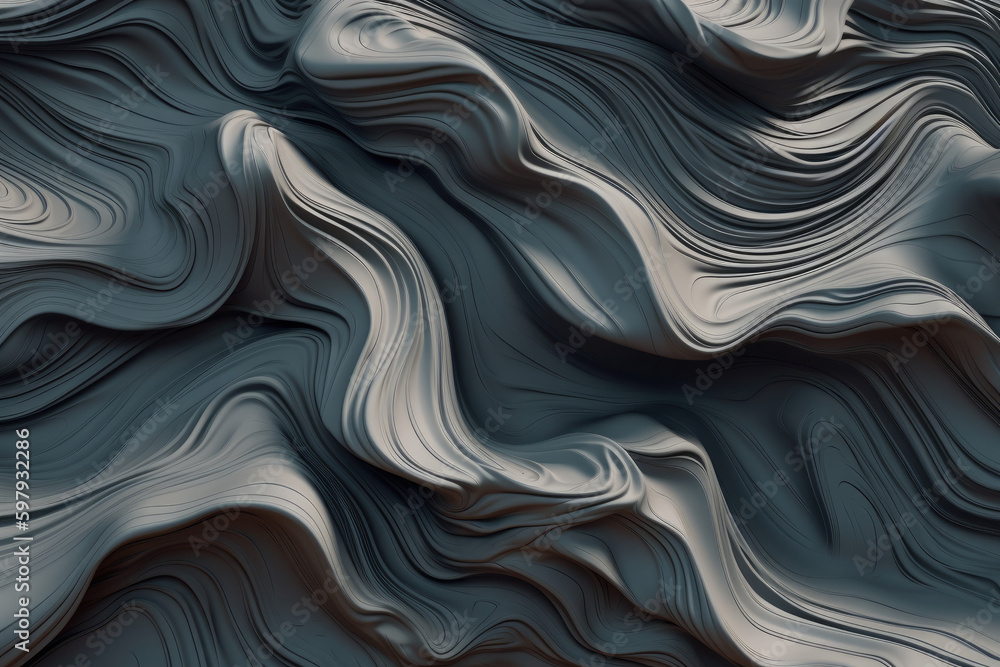 abstract grey background with wavy lines texture. AI generative image.