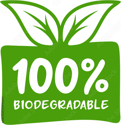 100 percent Biodegradable label sticker badge Vector, 100% biodegradable labeling product	