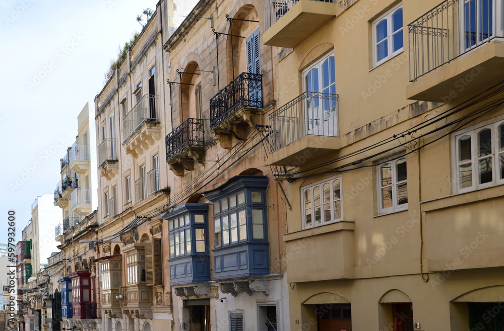 Historical Buildings in the Town Sliema on the Island Malta