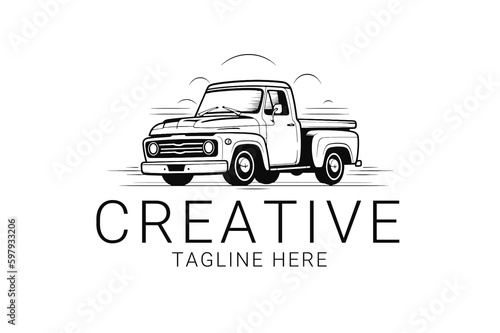 Pixkup truck Minimal Vector Logo Design