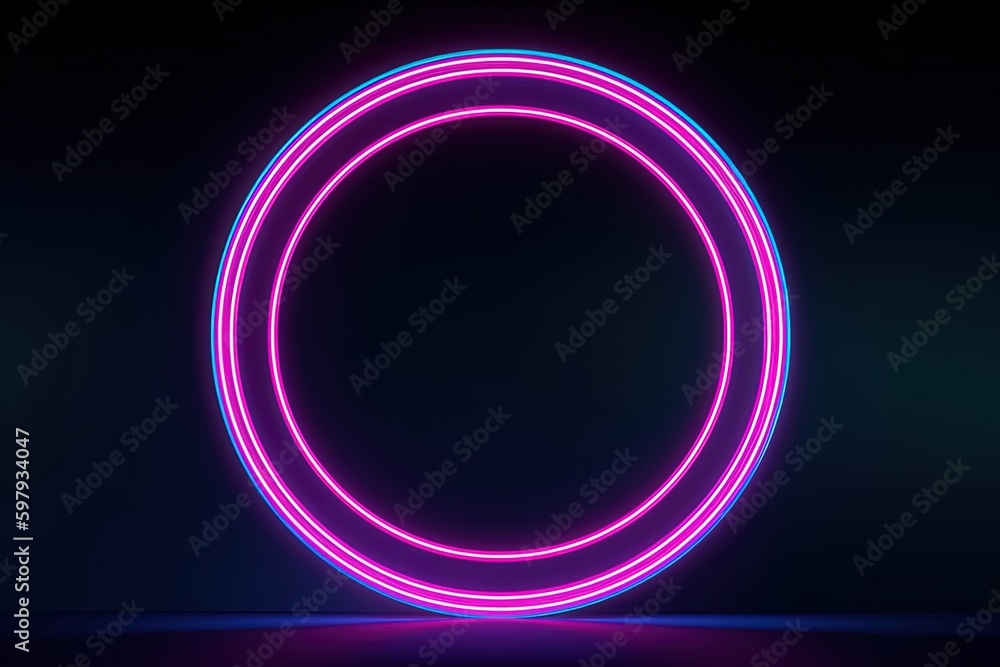 Neon Ring Pink Blue, Abstract background, Ai Generative Neon Ring Pink Blue, Abstract background, Ai Generative