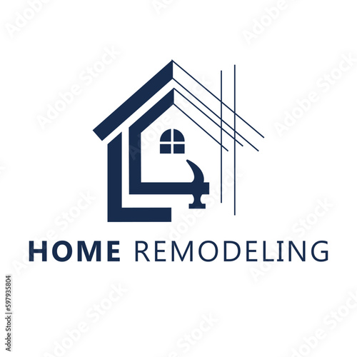 Home remodeling logo template, home repair vector logo, house maintenance logo design template.