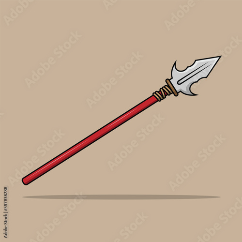 illustration of a red and white spear